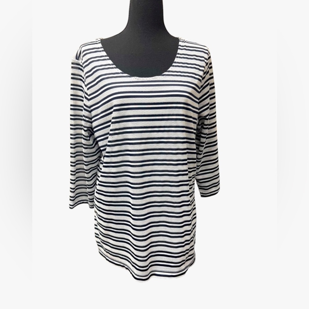 Christopher&Banks Black/White Chic Striped Top size Large